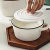 Miski ceramiczna miska z zupą z pokrywką nordycką zastawa stołowa domowy makaron kreatywny sałatka podwójne ucha duże deser przybory kuchenne