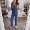 Kvinnors jeans jumpsuits Dungarees denim byxor overaller långa byxor kvinnor smällar jumpsuit