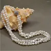 Chaînes nouées à la main 3 rangées 6-7mm blanc baroque collier de perles d'eau douce 17-19 pouces pour les femmes bijoux de mode
