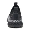 Hand sömda läder casual skor för män snörning utomhus icke-halk resor vandringskor svart stor storlek mesh casual skor