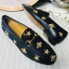 Jordaan Leather Loafer Luxury Designer Women's Flat Shoes 100% äkta kohud Metal Buckle Women's Leather Casual Shoes Men Printed Slip-On Shoe High Quality Shoes