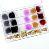 Nagelkonstdekorationer glas nagelkristaller bling box-röd 24 rutnät med 1 st dottab crystal rhinestones box clear multi-form platt bak nagel pärla 230729