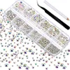 Dekoracje gwoździe 2000pcs Flat AB Crystal Rhinestones Klejnoty dekoracje paznokci z tweezy i kropki manicure Narzędzia do rzemiosła twarz 230729