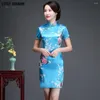 Abbigliamento etnico Corto Qipao Cheongsam Summer Chinese Retro Modified Long Slim Fit Daily Po Show Performance Dress