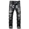 Heren Jeans Jean Hip Hop Broek Street Trend Rits Ketting Decoratie Gescheurd Stretch Zwart Mode Slim Fit Gewassen Motocycle Denim605