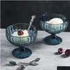 Andra drycker Colorf Luxury Vintage Salad Bowl Goblet Prossed Glass Ice Cream 10 Oz 300 ml Hem Glassar Drop Delivery Garden Ki Dhdxz