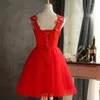 Платья для вечеринок Bealegantom Red Short Prom 2023 Тул аппликация Homectain Cocktail Special Conting Gown vestido fiesta QA1528