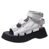 Dress Shoes Apanzu double buckle sandal wedge Fashion Summer Women Open Toe Platform Beach Sandals boots Black White 230729