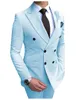 Mäns kostymer blazrar Beige Men's Suit 2 stycken Double-Breasted Notch LAPEL LAT Slim Fit Casual Tuxedos för WeddingBlazerpants 230728