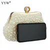 Evening Bags Luxury White Pearl Beaded Clutch Purse Party Bridal Wedding Shoulder Handbags Designer Bag Women Banquet Clutches 230729