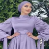Vêtements ethniques Ramadan Eid Djellaba Robe musulmane Dubaï brillant doux gros-grain soie Abaya Turquie Islam Robe avec ceinture WY715230G