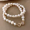Ras du cou ALLME INS Baroque perle d'eau douce brillant CZ zircon cubique collier de perles pour les femmes bijoux décontractés