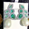 Kolczyki Dangle Missvikki liść damska węglowa perła błyszcząca kolor biżuterii