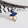 Cluster Rings Natural Stone Turquoises Lapis Lazuli Blue Gold Color Band Jewelry For Women Fashion Personality All-match Trend Ring