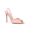 Sandalias de cuero Damas 9cm 2024 Stiletto Sliple Slipper Peep Toe Pqueal Buckle Diamond Shoes Fiesta transparente Neta Neta Americana Europa Cross Siz 35-42