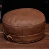 Ball Caps HL108 Men's Genuine Leather Men Baseball Cap Hat Solid Adjustable Hats With 5 Colors