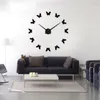 Orologi da parete Grande orologio 3D senza cornice 47 pollici moderno silenzioso adesivo specchio farfalla fai da te per soggiorno camera da letto arredamento ufficio