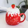 Canecas criativas caneca de morango com colher mate xícara de café xícaras e utensílios de chá incomuns presentes personalizados