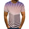 T-shirts pour hommes T-shirt décontracté d'été Treillis 3D Harajuku Tops T-shirt en spirale tridimensionnel T-shirt à col rond Plus Size Streetwear