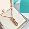 2023 lovely cute pendant Necklaces long gold thin stainless steel chain two joint u balls rings design Women necklace with dust bag and box