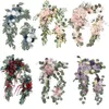 Coroas de flores decorativas 2 pçs Arco de casamento artificial Kit de flores Guirlandas de flores de seda Peônia Flor Swag Sinal de boas-vindas floral para festa de cerimônia 230728