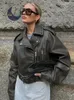 Frauen Jacke Punk Leder 2023 Sommer Streetwear Pu Kurze Mode mit Gürtel Y2k Retro Weibliche Highstreet Chic Mantel in 230728