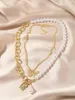 Chains Fashion Baroque Simulated Pearls Long Tassel Pendant Necklace For Women Beaded Link Chain Trend Lariat Wedding Jewelry