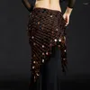 Scen Wear Belly Dance Costume Bling Sequine Hip Scarf Tribal Fringe Tassel Wrap Belt Solid Color Red Silver Golden