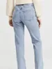 Kvinnors jeans hög midja rak blå vår sommar 2023 full matchning vintage dragkedja 230728