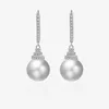 European and American New S925 Sterling Silver Large Pearl Earrings Inlaid with Zircon Female Elegant Simple Ear Jewelry Gift