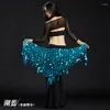 Scen Wear Belly Dance Costume Bling Sequine Hip Scarf Tribal Fringe Tassel Wrap Belt Solid Color Red Silver Golden