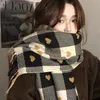 Scarve Knitted Heart pattern Plaid Lovey Girl Winter Keep Warm College Fashionable Leisure Chic Classy Female Accessories 230729