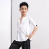 Stage Wear Handsome Boy Latin Dance Training Suit Professional Rumba Costume Satin High Quality Top G5085