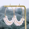 Boucles d'oreilles créoles grand coeur rond carré goutte d'eau pour femmes mariage géométrique blanc Imitation perles boucle d'oreille bijoux cadeau