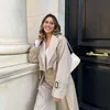 Kurtki damskie Khaki Cropped Trench Kobiety Długie rękawy Kurtka Chicka Lady High Street Casual Loose Coats Top Kobieta 2023 230728