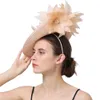 Bérets Mode Femmes Sinamay Fascinator Femme Cocktail Grand Chapeau De Mariage Église Plume Fleur Derby Chapeau Cap Pince À Cheveux 230729