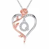 Iefil rose hjärthalsband gåvor för kvinnor, 925 sterling silver rose kärlek hjärta initial brev hänge halsband smycken mödrar dag valentiner d43213