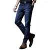 Jeans masculino 2023 reto de cor sólida jeans casual de alta qualidade para negócios fino elástico longo