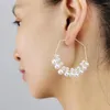 Boucles d'oreilles créoles grand coeur rond carré goutte d'eau pour femmes mariage géométrique blanc Imitation perles boucle d'oreille bijoux cadeau