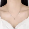 Anhänger-Halsketten NEHZY Versilberung Damenmodeschmuck Hochwertiger Zirkonia Einfache Retro-Stern-Mond-Halskette Länge 40 5 cm