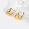 Stud Earrings PVD 18k Gold Plated Stainless Steel Irregular Lava Fold Texture Earring For Women Metal Statement Hoops Waterproof Jewelry