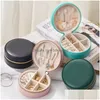 Jewelry Boxes Travel Case Pu Leather Bridesmaid Gift Necklace Ring Earrings Organizer Small Round Box Drop Delivery Packaging Display Otnwq