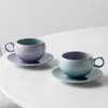 Cups Saucers Modern Top-grade Ceramics Round Coffee Cup With Saucer Breakfast Milk Juice Tea Oat Mugs Home Decoration Drinkware Gift