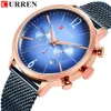 CURREN mode montre à Quartz hommes Sport chronographe Date horloge affaires homme montre-bracelet maille acier bande Hodinky Relogio Masculino237J