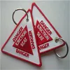 DANGER Ejection Seat Key Tag with Customized Embroidered Logo Accept Any Color and Size 9 x 7 7cm 100pcs lot304L