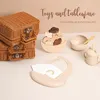 Ensembles cadeaux Popoobo bébé Silicone arc-en-ciel empileur jouet bébé alimentation vaisselle boîte ensemble bébé naissance Vintage boîte 230728