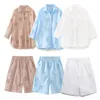 Femmes deux pièces pantalons TRAF femmes mode creux broderie Blouses Vintage trois quarts manches boutonnées femmes chemises Blusas Chic hauts 230729