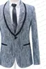 Costumes pour hommes 2023 Light Denim Blue Jacquard Pattern Wedding Gentlemen Tuxedo Peaked Lapel 2 Piece Jacket Slim Pant