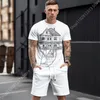 Мужские спортивные костюмы 2023Summer Белый спортивный костюм мужские обычные футболки для уличных футболок с двумя частями модной одежды 3D-печать для печати для