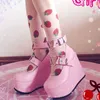 Chaussures Habillées Comemore Sweet Lolita Style Gothique Cosplay Noir Rose Cosy Wedges Mary Jane Talons Hauts Escarpins Plateforme Chaussures Femme Noir Rose 230729